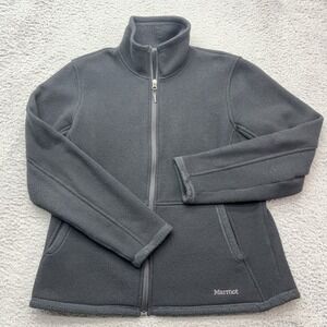 Marmot‎ Full Zip Fleece Jacket Womens Large Black Softshell Pockets Gorpcore